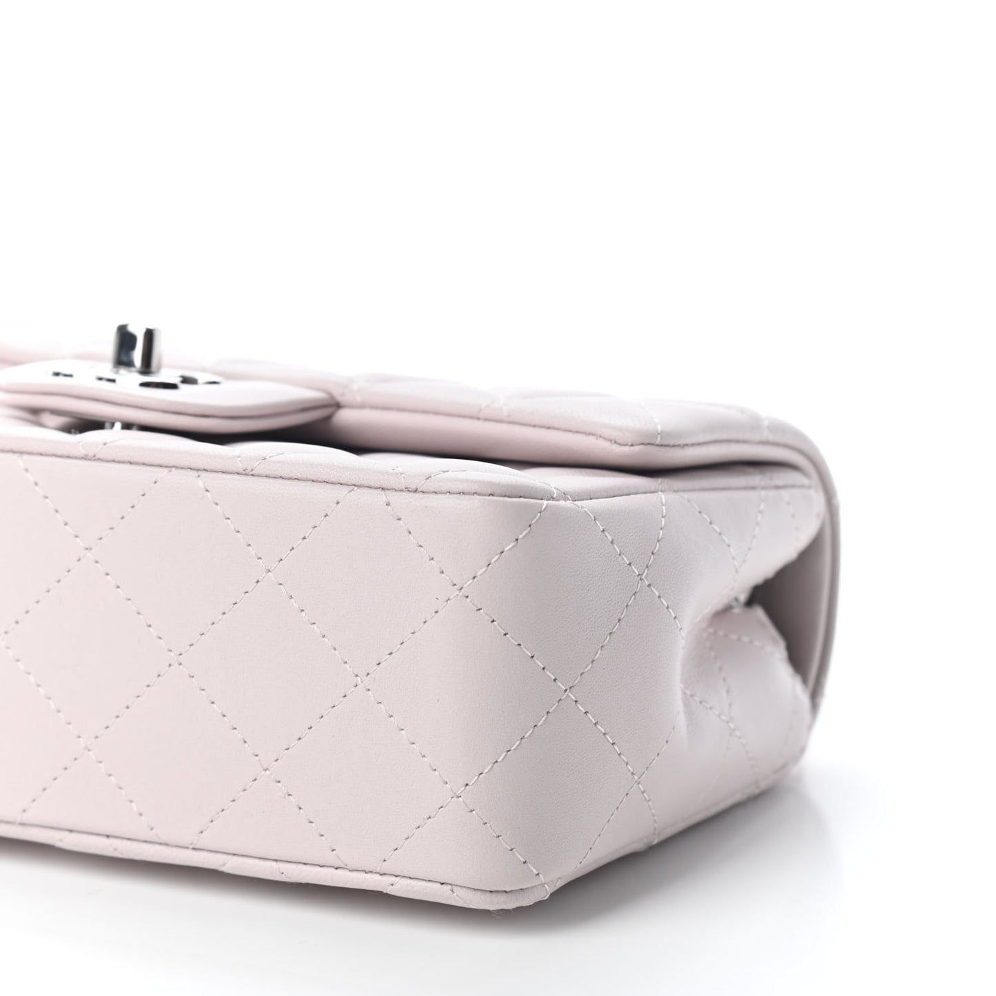 Lambskin Quilted Mini Rectangular Flap Light Purple