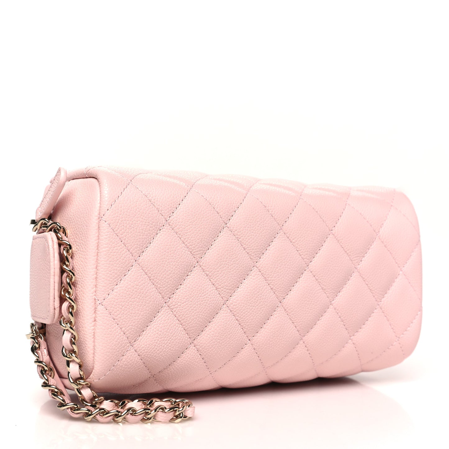Caviar Quilted Toiletry Case With Chain Light Pink