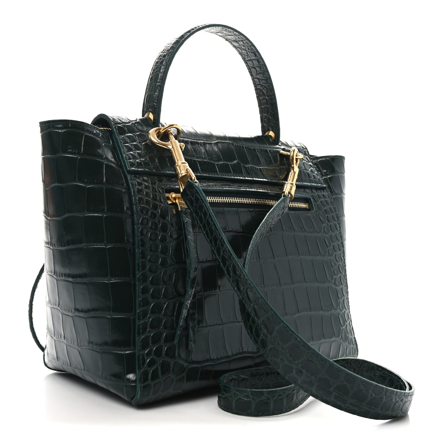 Calfskin Crocodile Embossed Micro Belt Bag Amazone