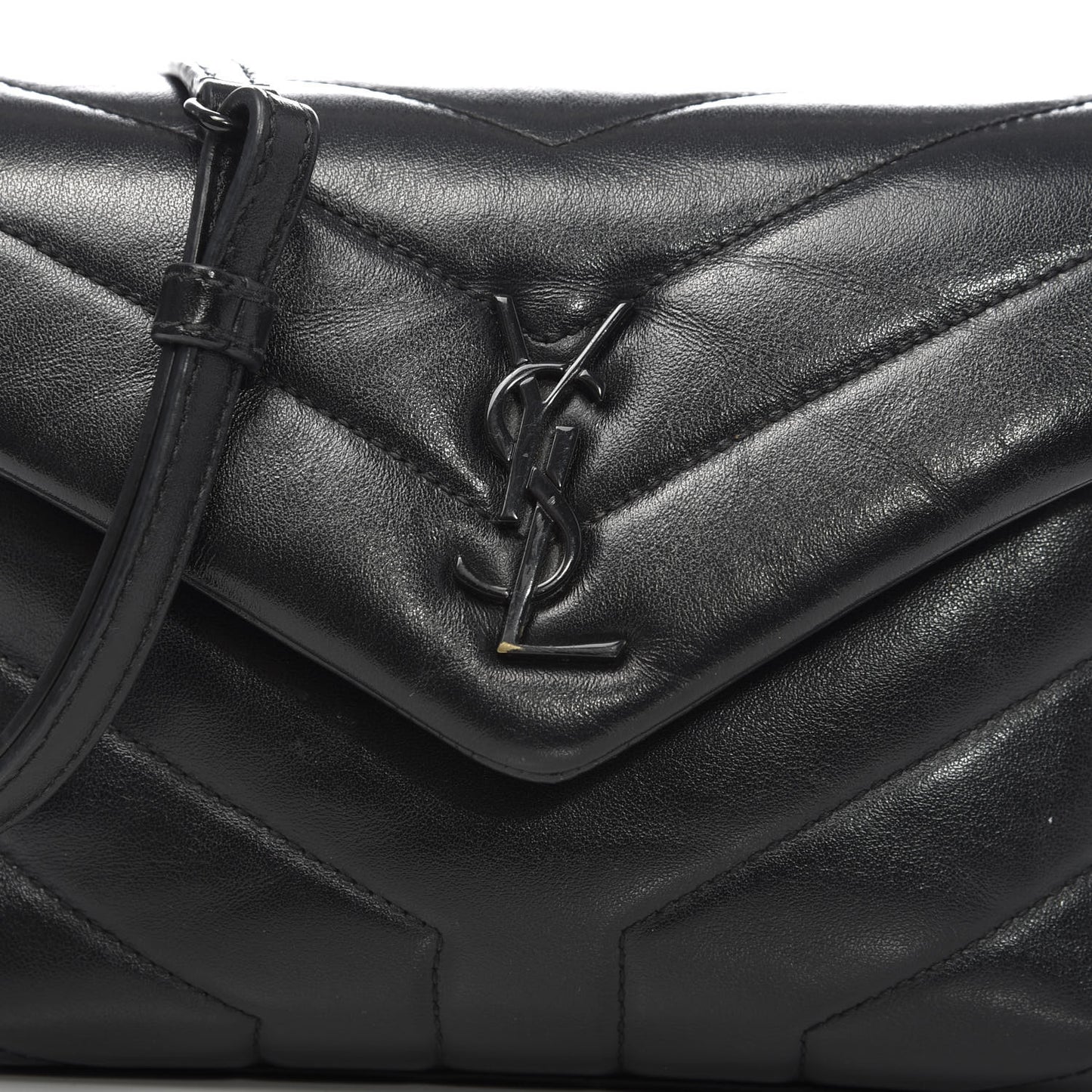 Calfskin Y Quilted Monogram Toy Loulou Crossbody Bag Black