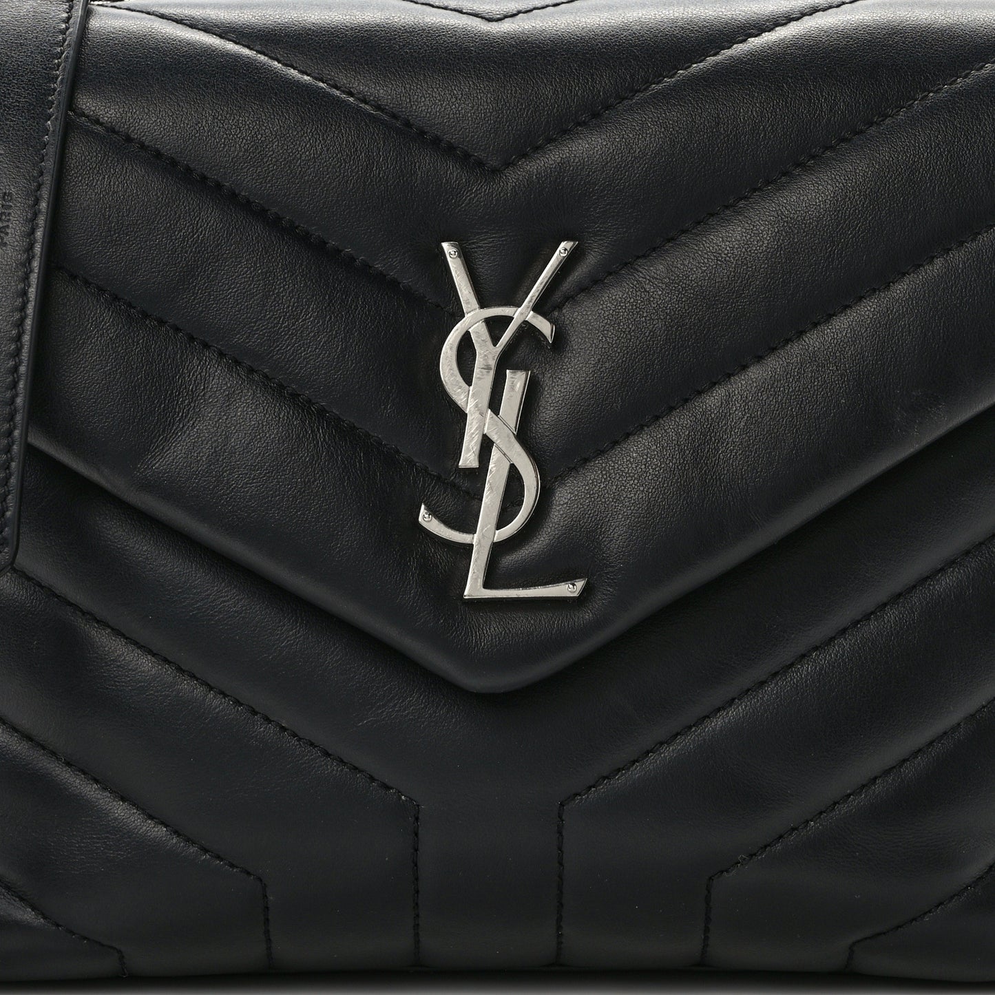 Calfskin Y Quilted Monogram Small Loulou Chain Satchel Black