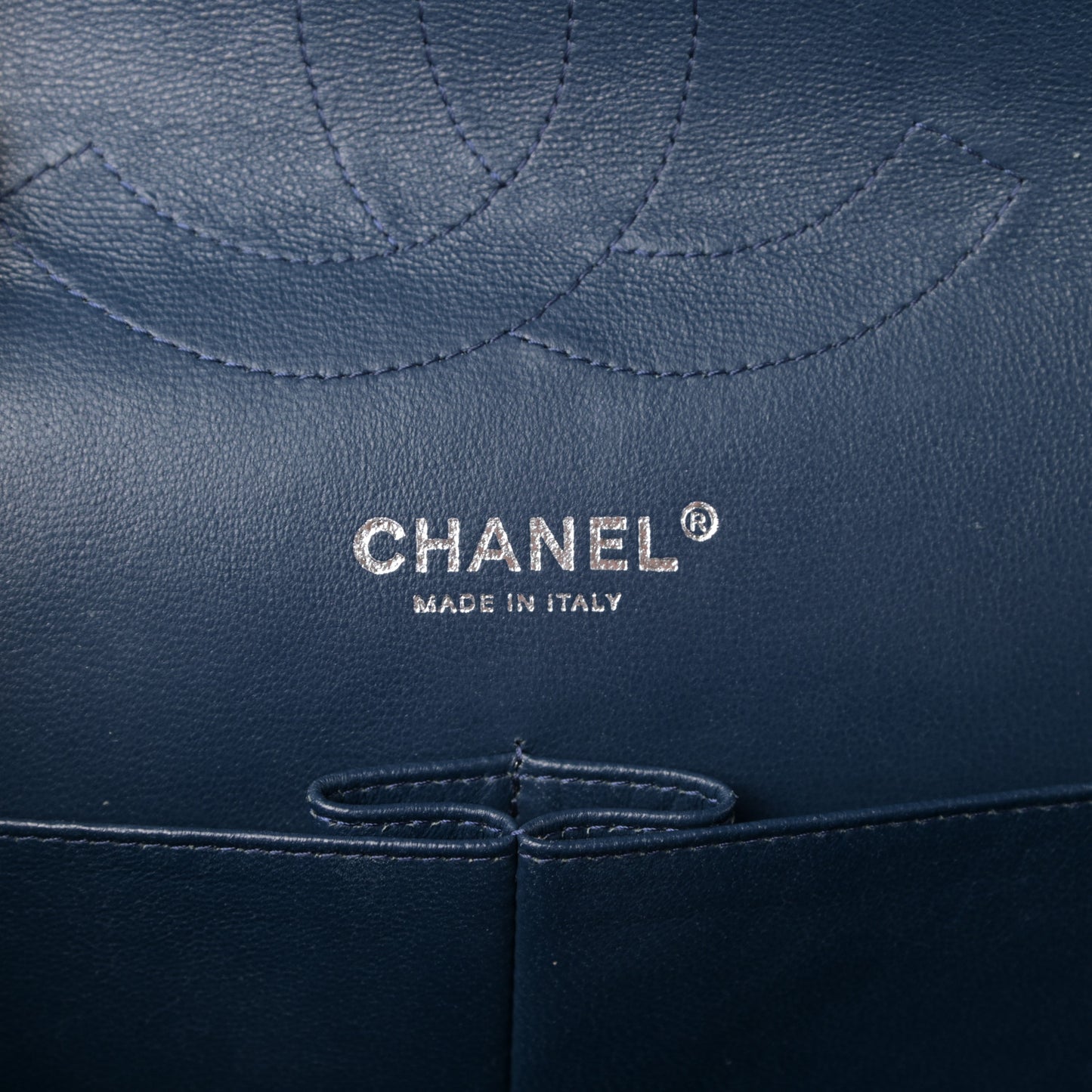 Caviar Quilted Jumbo Double Flap Navy Blue