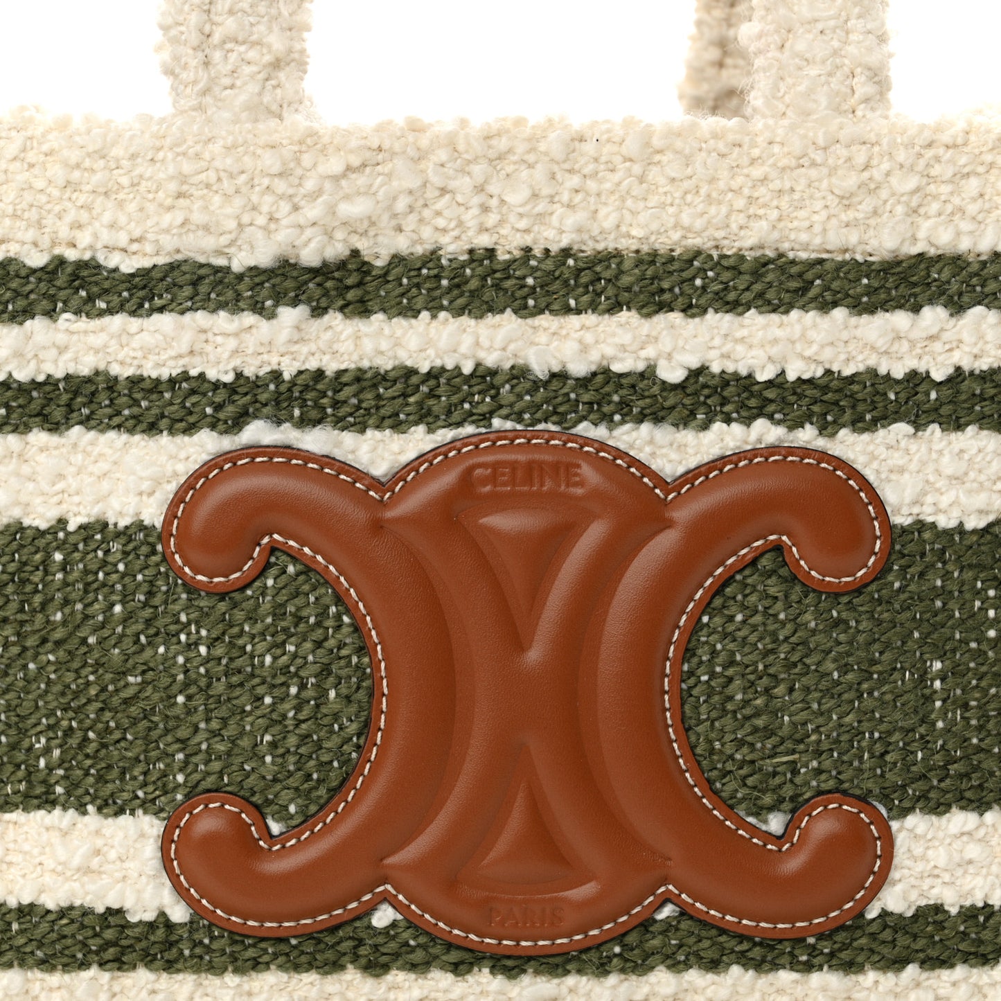 Stripe Triomphe Small Cabas Thais Khaki Tan