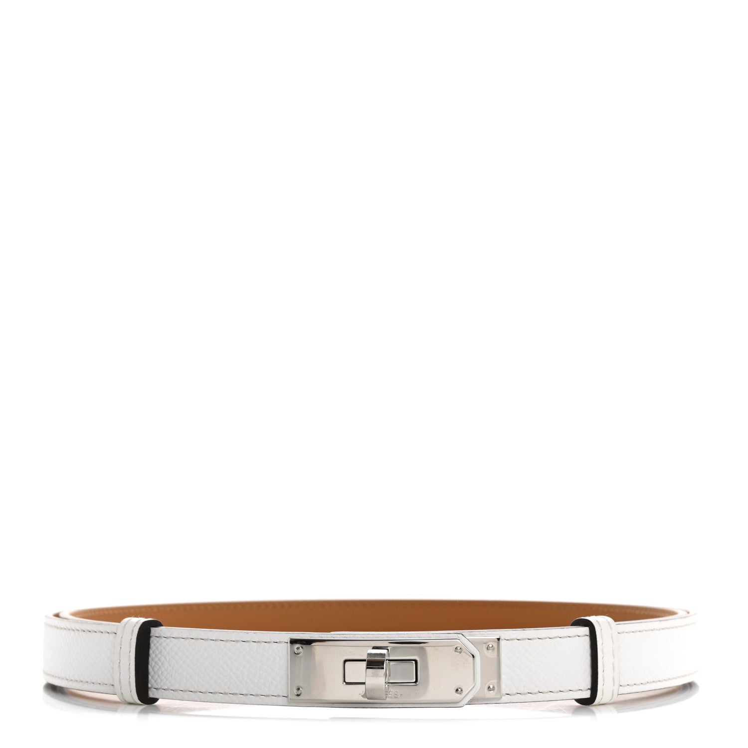 Skinny Epsom Box Calfskin Leather Belt With All-steel  display picture 2
