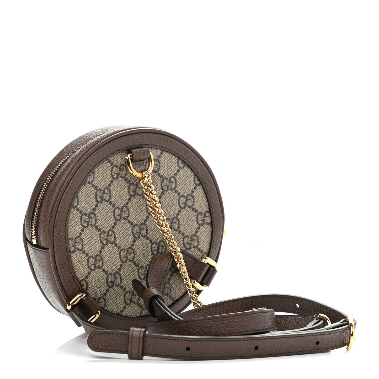 GG Supreme Monogram Web Mini Ophidia Round Backpack Brown