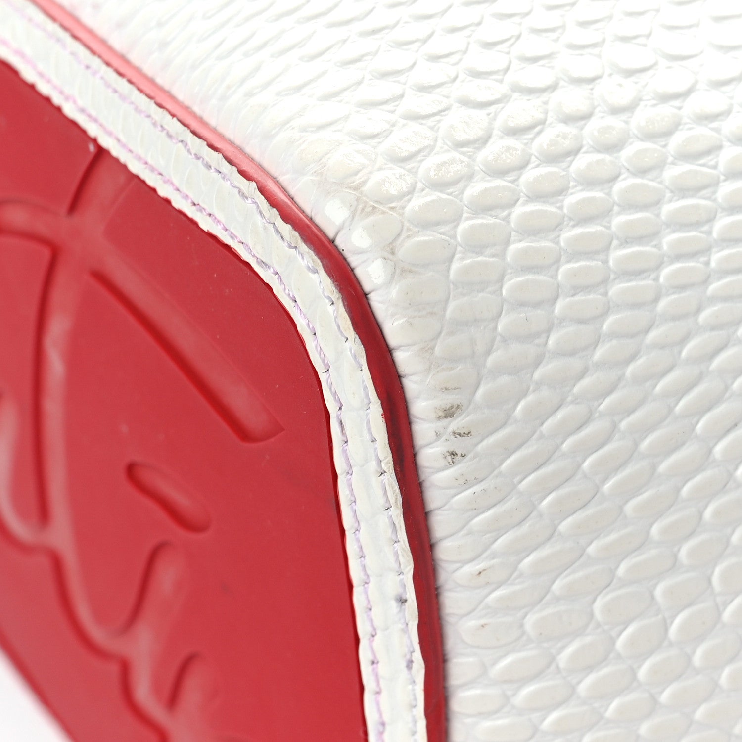 Christian Louboutin Calfskin Jurassic Embossed Spiked Large Cabarock Shopper Tote White 9 of 12