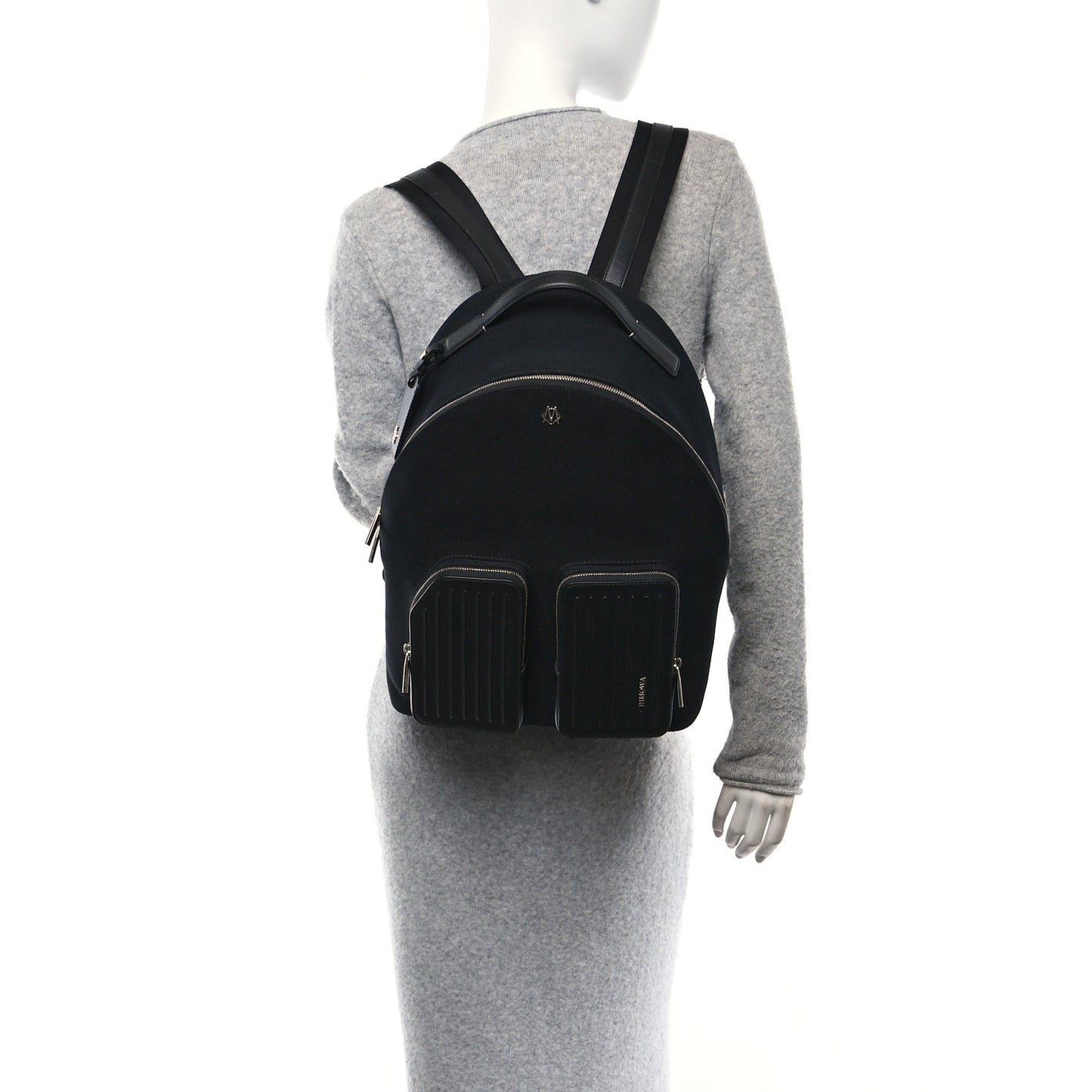 Canvas Calfskin Never Still Medium Backpack Black