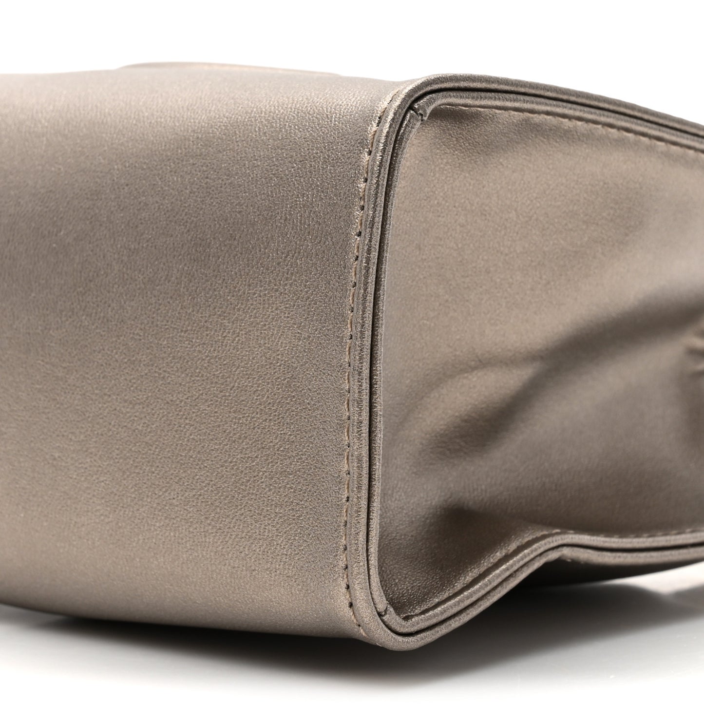 Metallic Vegan Leather Small Shopping Bag Bronze