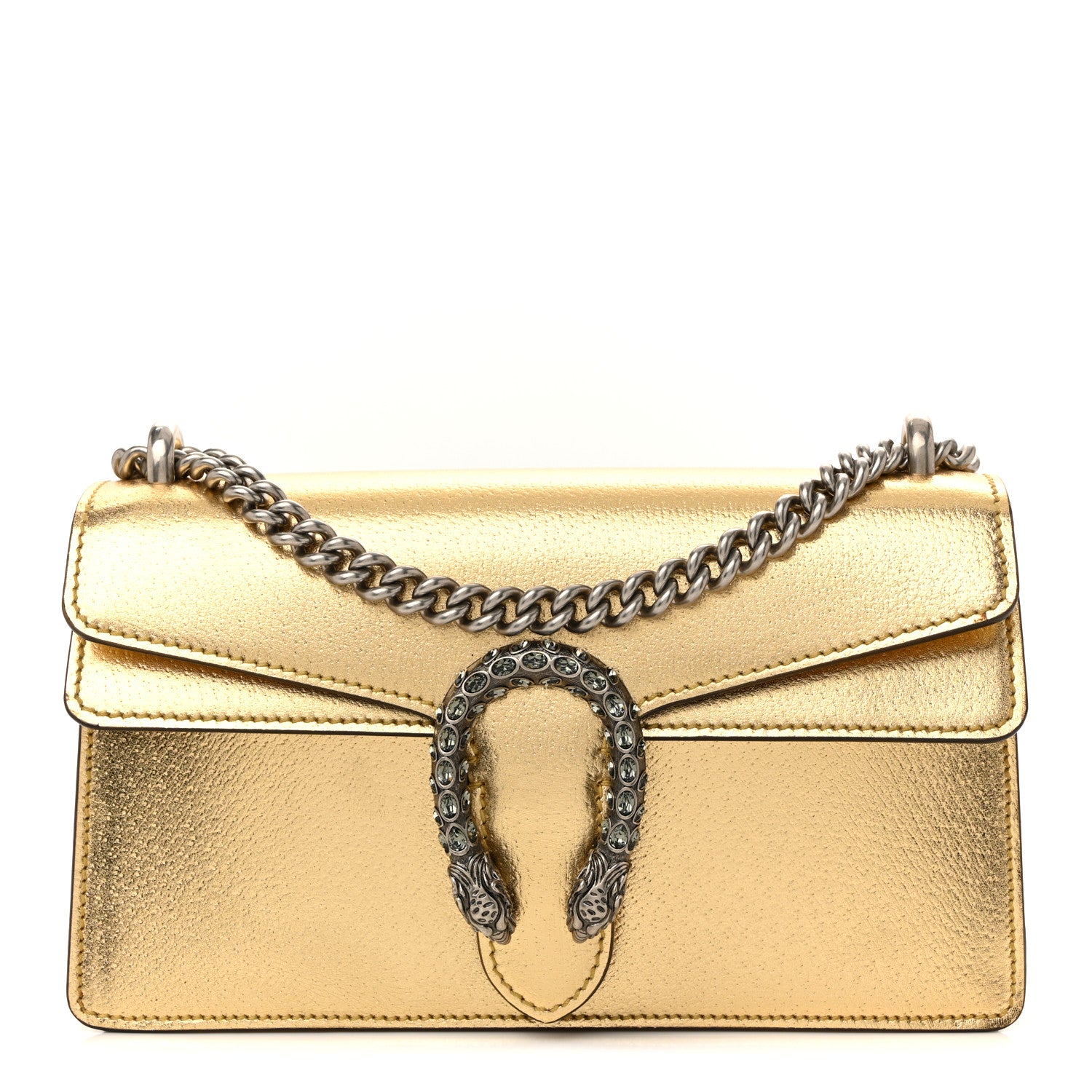 Gucci Metallic Textured Calfskin Crystal Small Dionysus Shoulder
