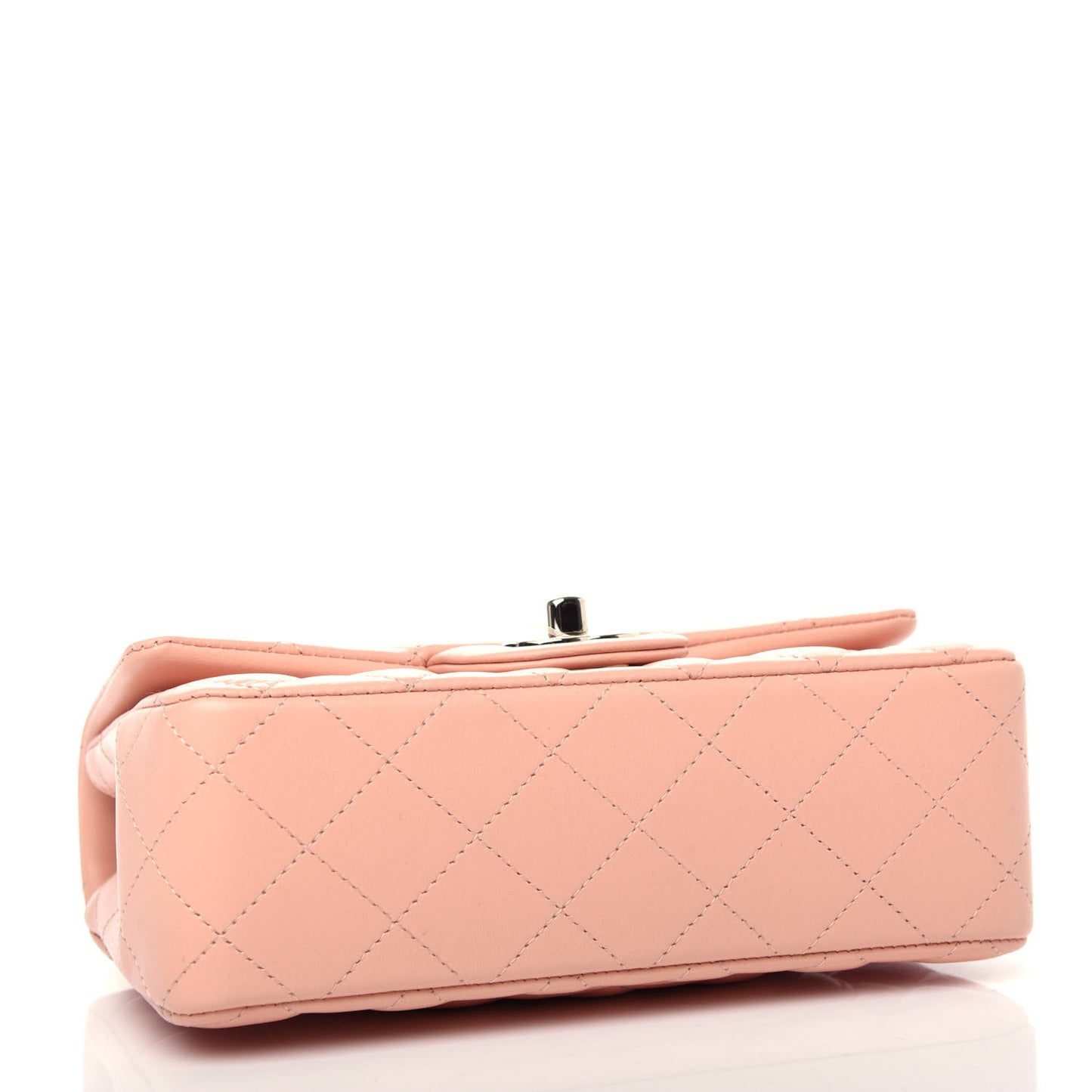 Lambskin Quilted Mini Rectangular Flap Light Pink