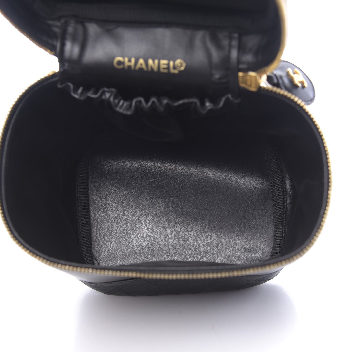 Lambskin Vanity Cosmetic Case Black