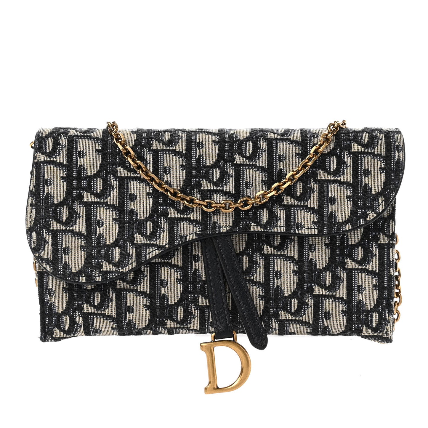 Oblique Saddle Chain Long Wallet Blue