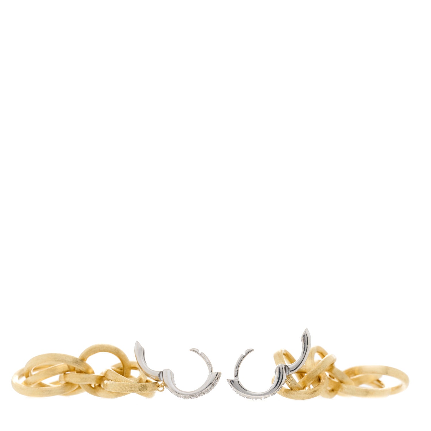 Marco Bicego 18K Yellow White Gold Diamond Siviglia Circle Link Drop Earrings 2 of 3