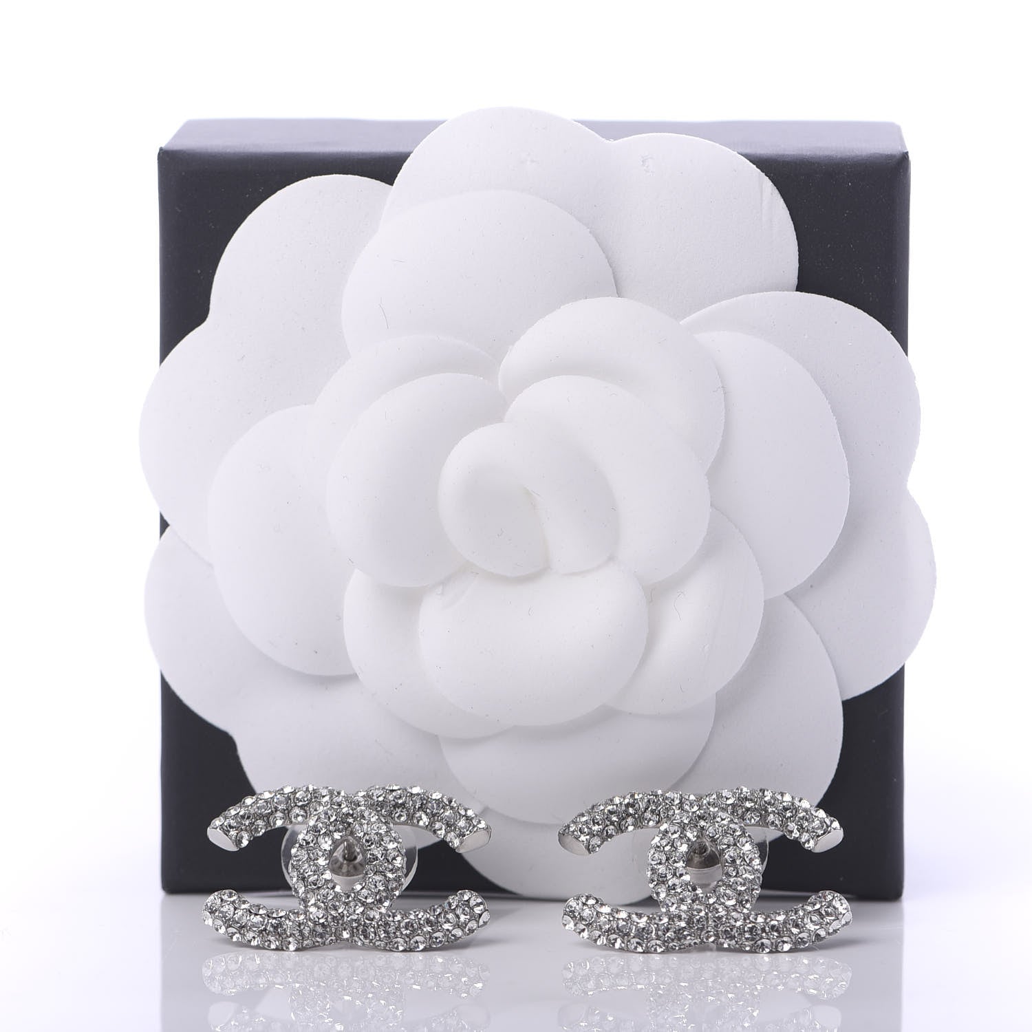 Chanel Crystal CC Earrings Silver 5 of 5