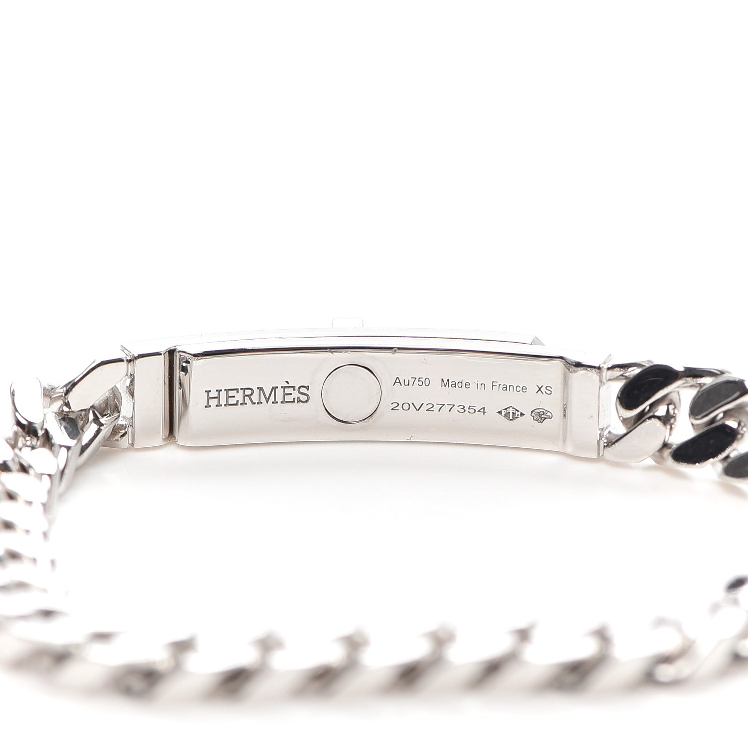 Hermes 18K White Gold Diamond TPM Kelly Gourmette Bracelet XS 4 of 5