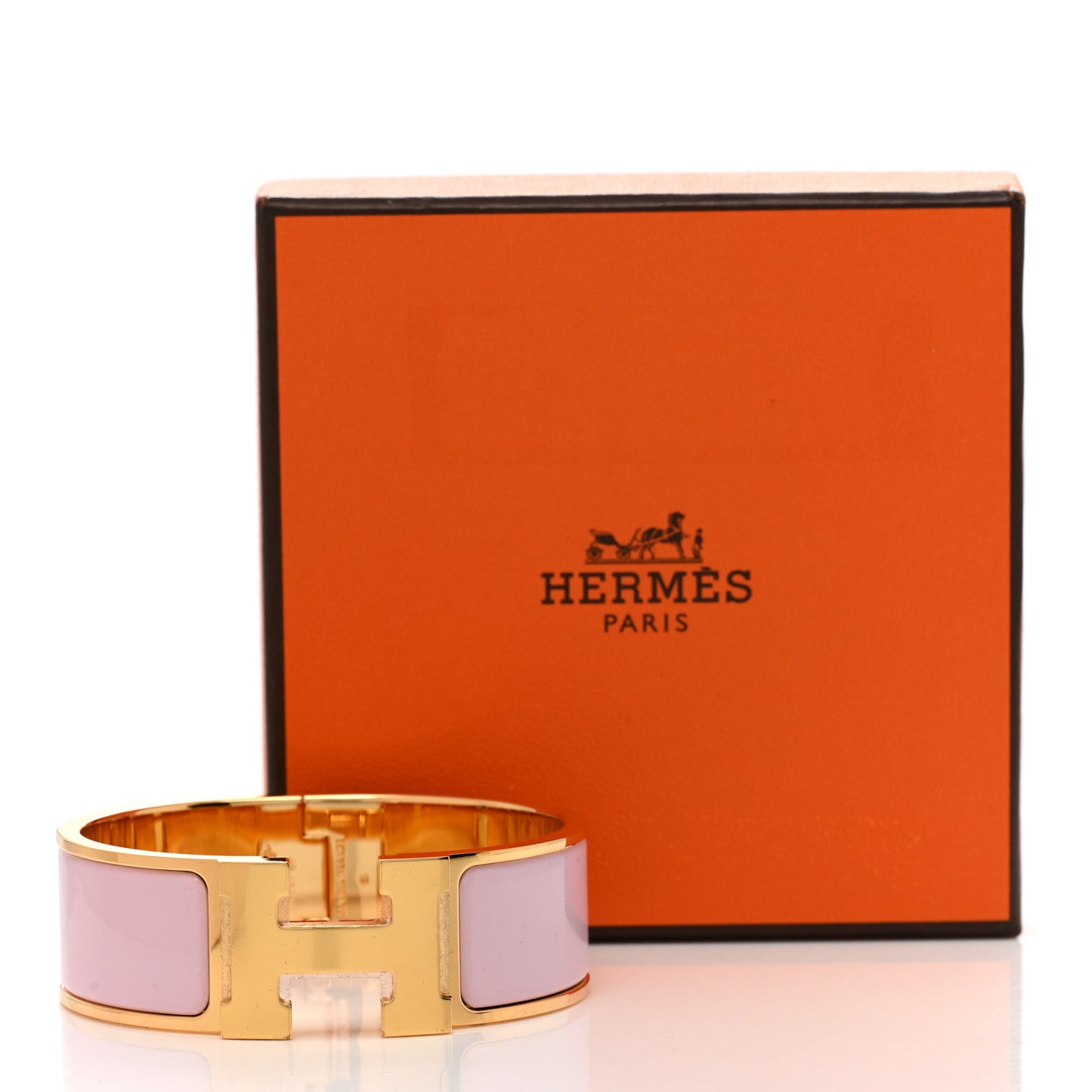 Enamel Wide Clic Clac H Bracelet PM Rose Dragee