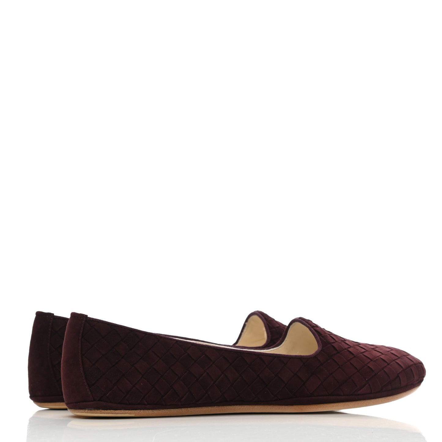 Suede Intrecciato Flats 39 Maroon