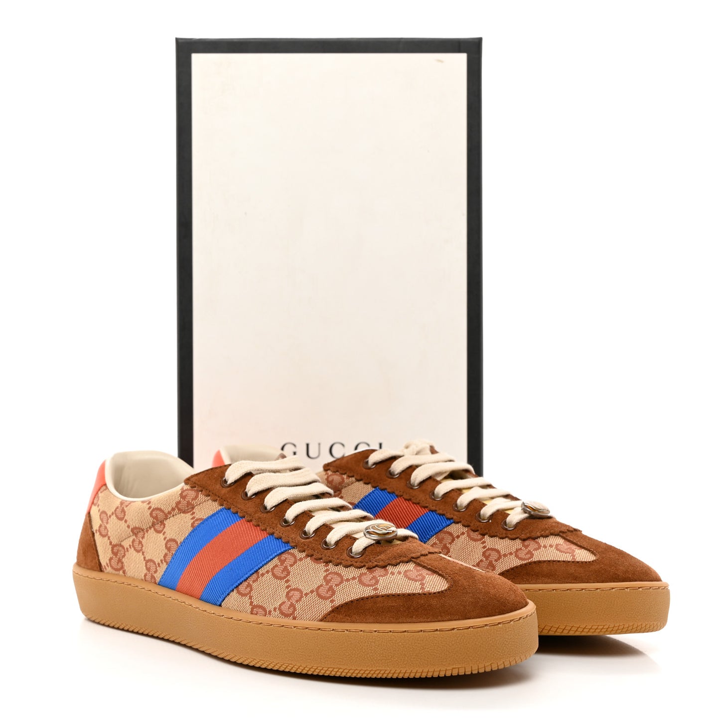 GG Monogram Suede Web Mens G74 Sneakers 11 Beige Ruggine Cuir