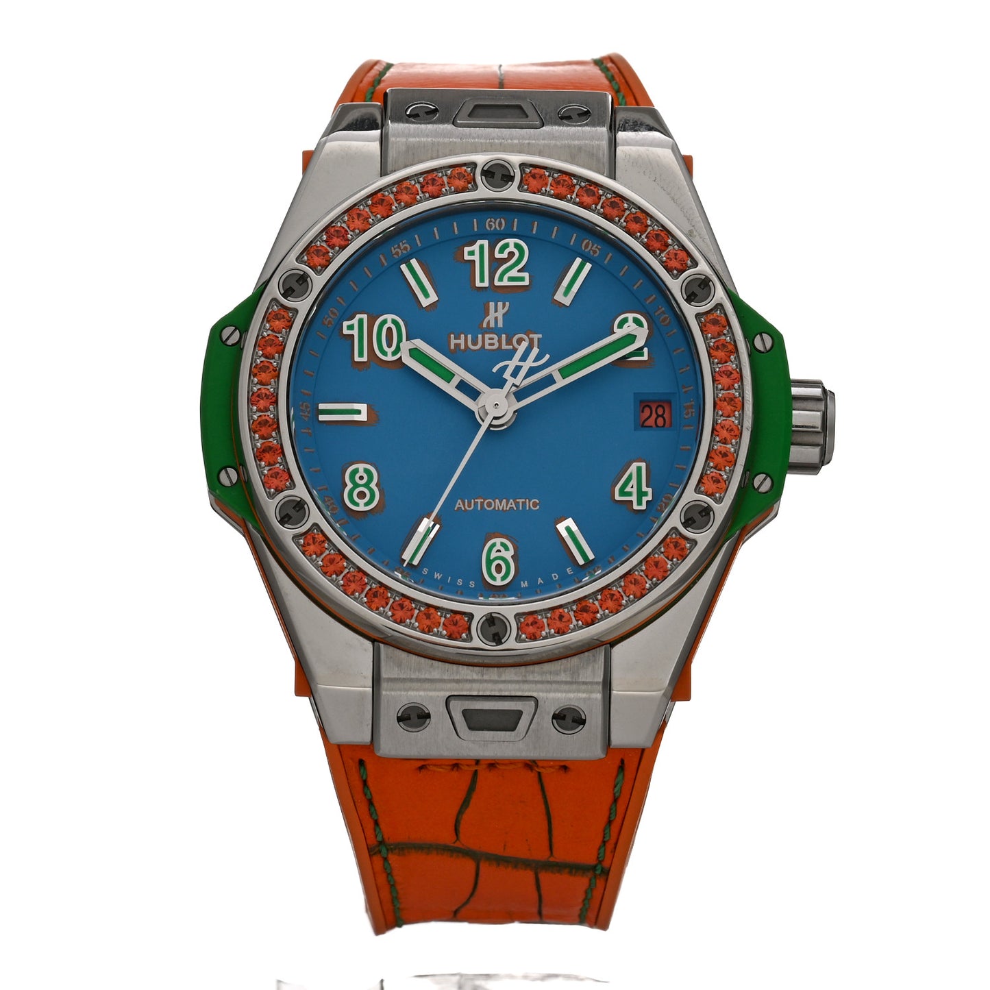 Stainless Steel Rubber Orange Sapphire Bezel 39mm Big Bang "Pop Art" Automatic Watch Orange 465.SO.5179.LR.1206.POP16