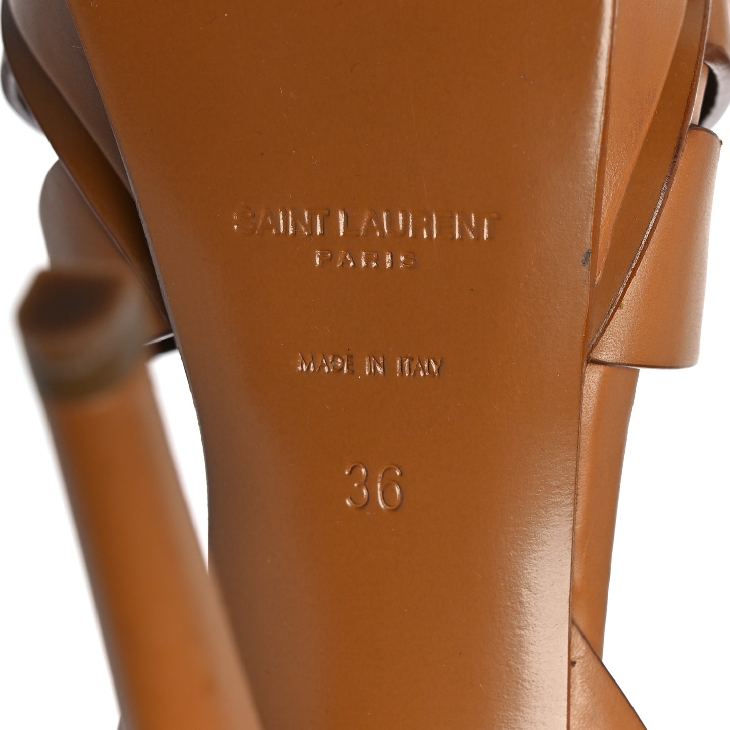 Calfskin Tribute 105 Platform Sandals 36 Caramel