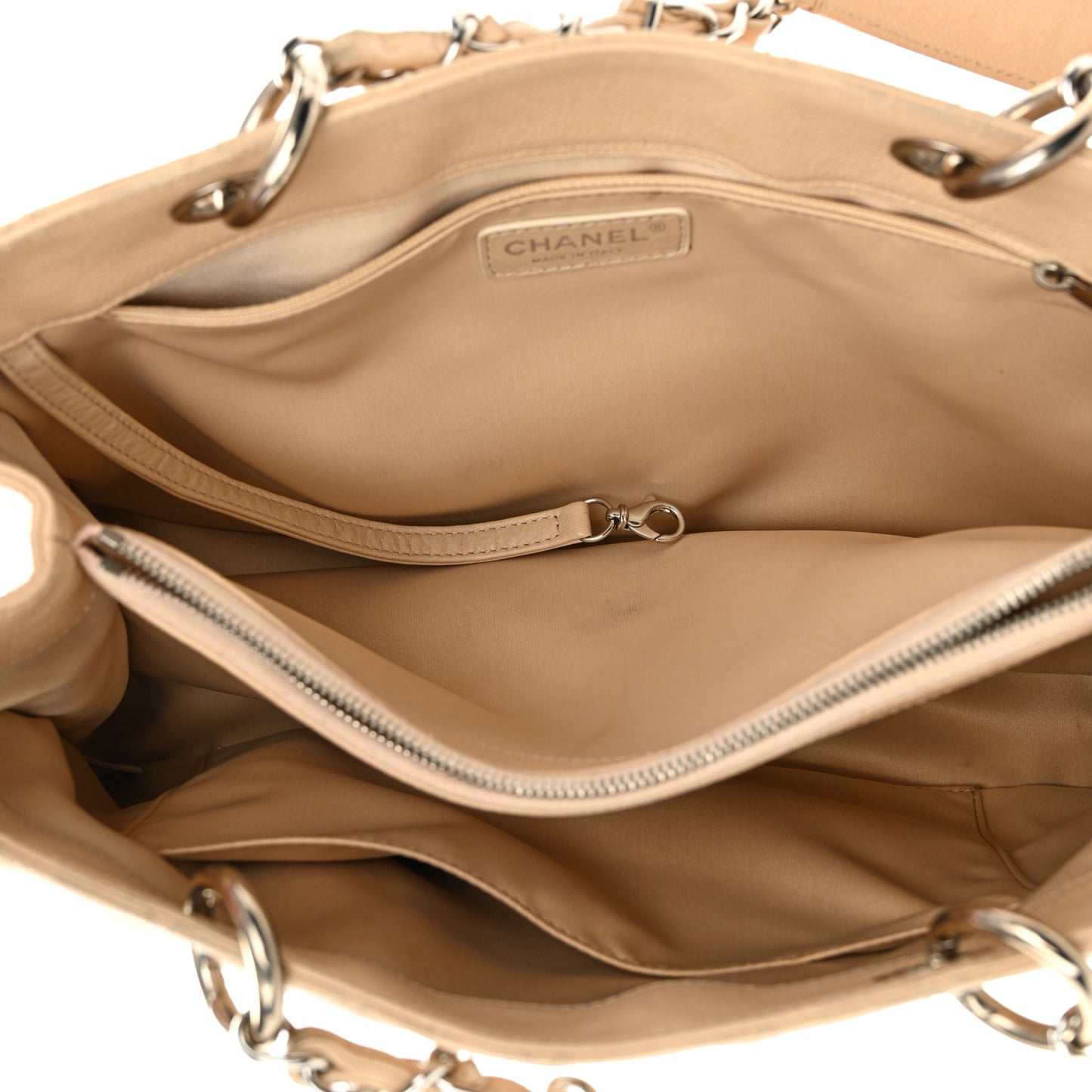 Caviar Quilted Grand Shopping Tote GST Beige Clair