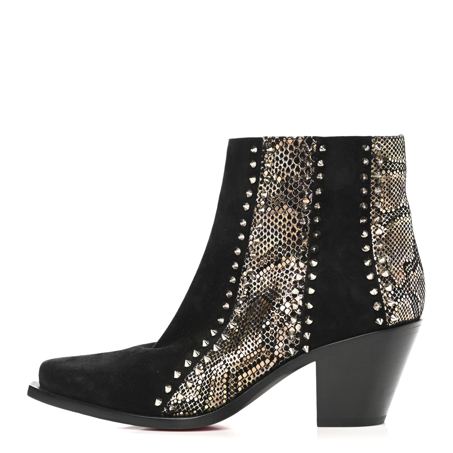 Calfskin Suede Embossed Snakeskin Spiked With My Guitar Chelsea Boots 39.5 Black