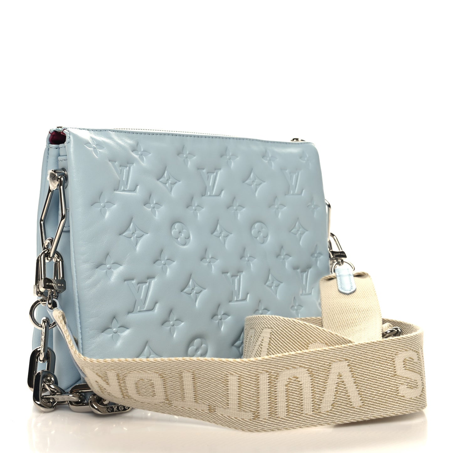 Lambskin Embossed Monogram Coussin PM Bleu
