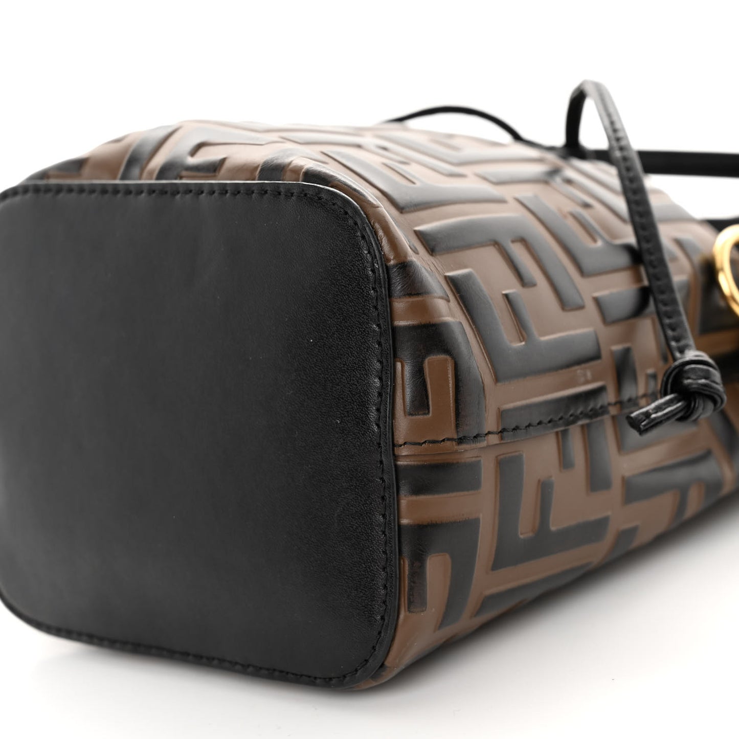 Vitello Liberty F is Fendi Bi-Color FF 1974 Embossed Mini Mon Tresor Bucket Bag Maya Black