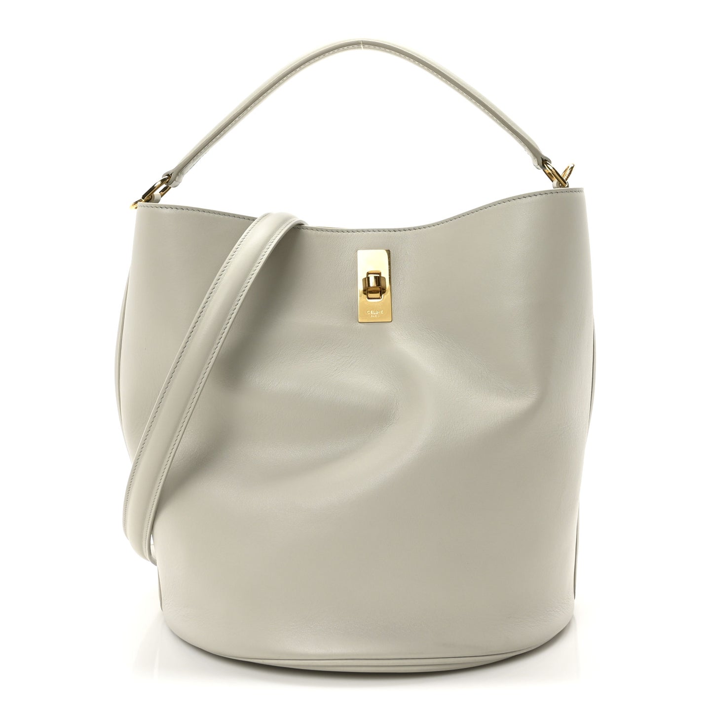 Smooth Calfskin Bucket 16 Light Stone