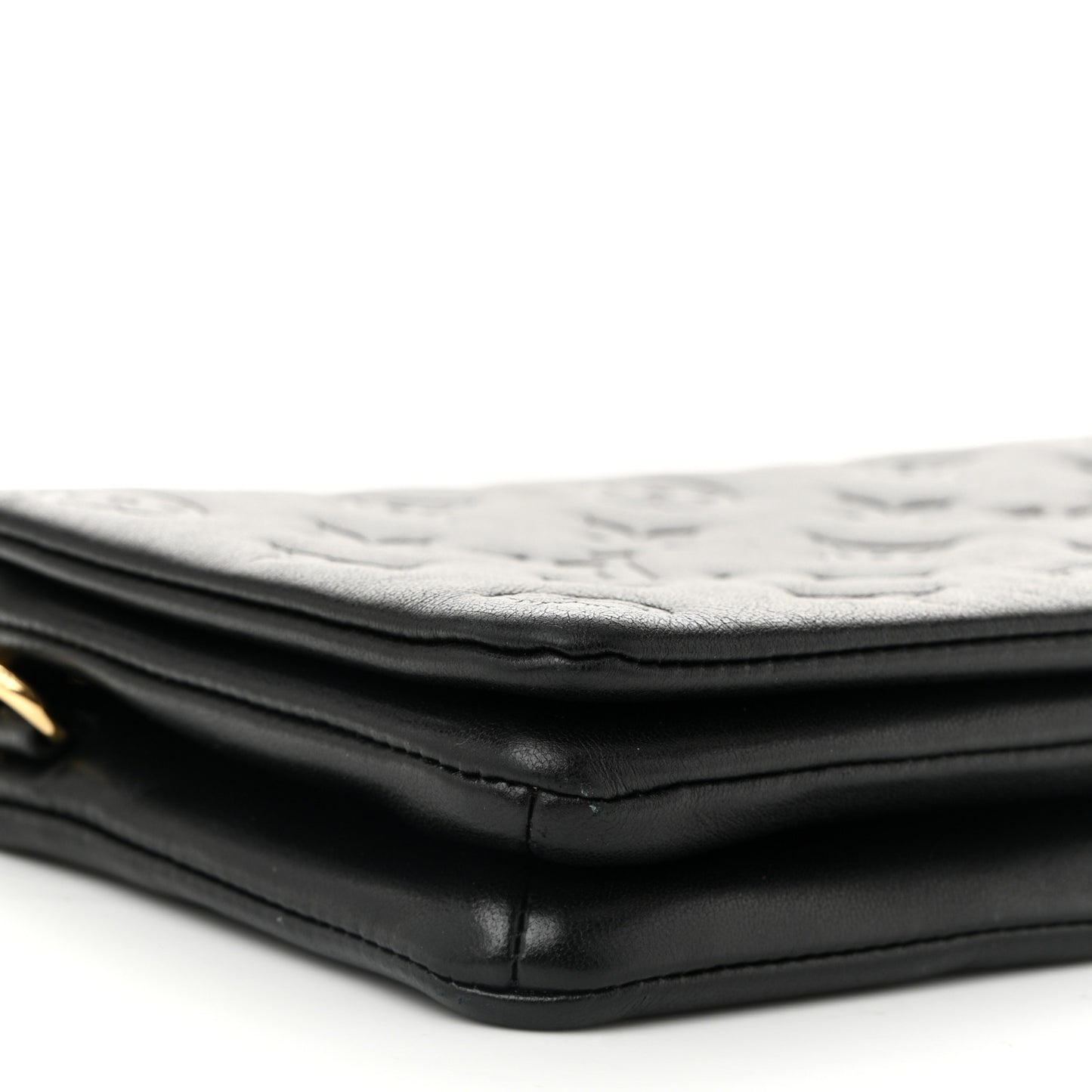 Lambskin Embossed Monogram Pochette Coussin Black
