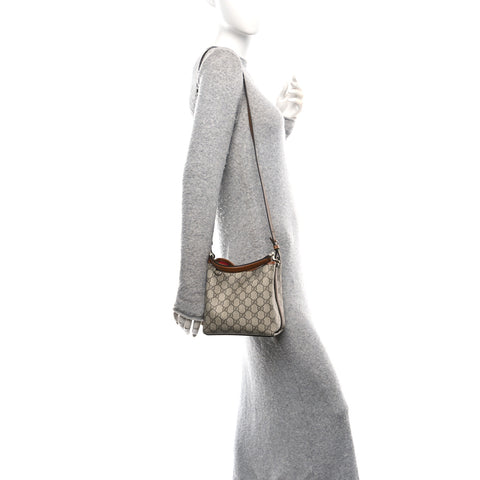 GG Supreme Monogram Emblem Small Shoulder Bag Beige Ebony Sundial