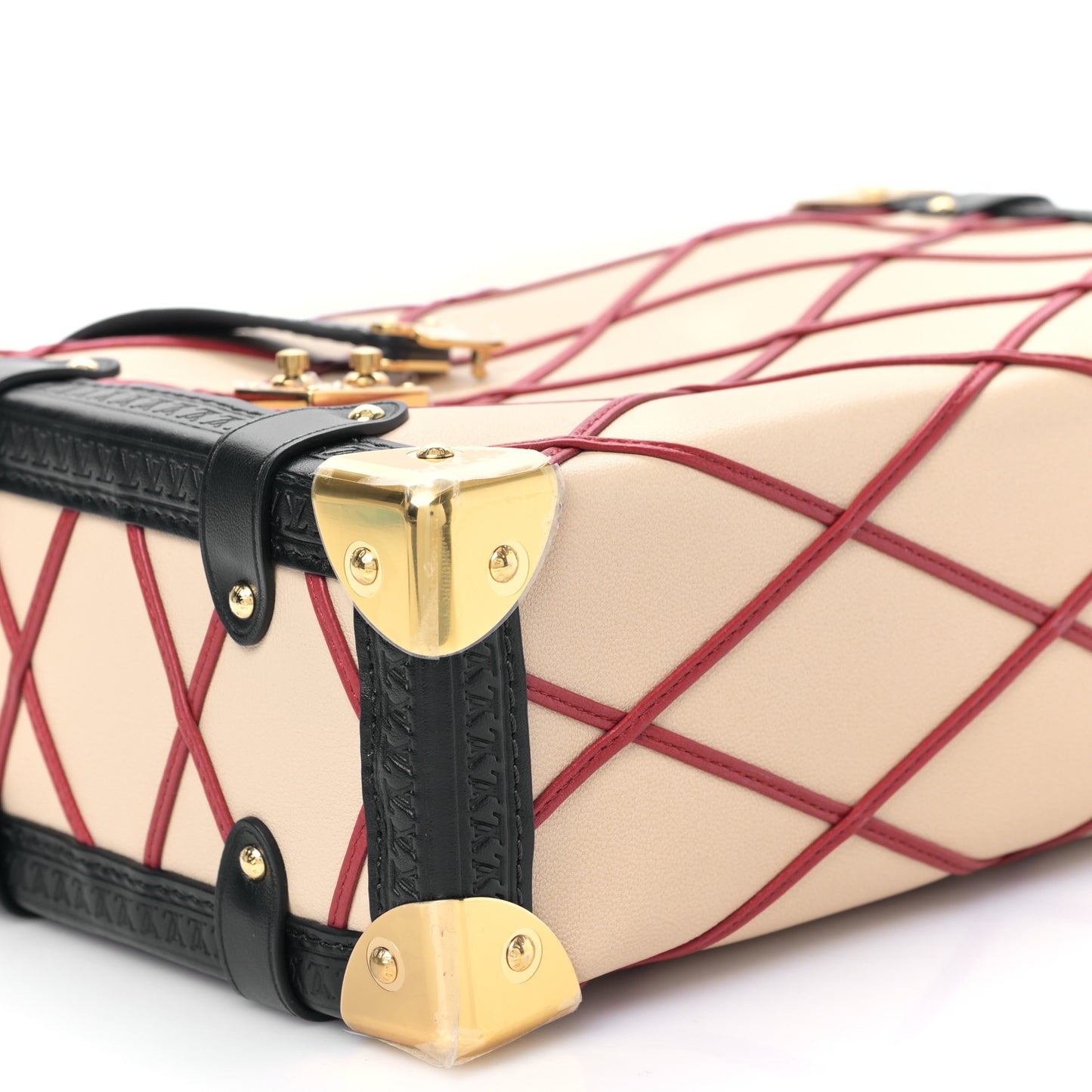 Lambskin Malletage Side Trunk MM Beige Red