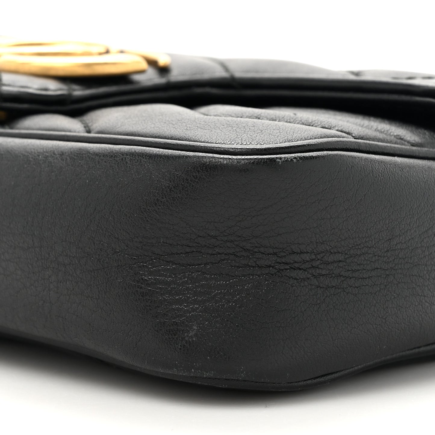 Calfskin Matelasse Super Mini GG Marmont Shoulder Bag Black