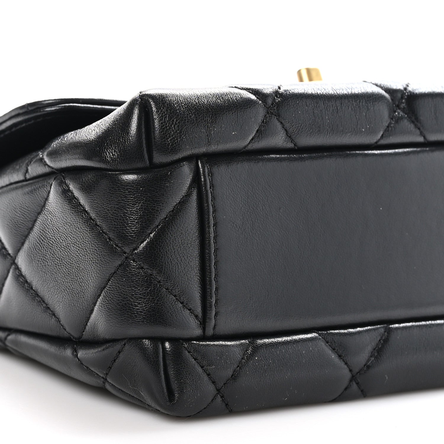 Chanel Shiny Lambskin Quilted Mini Pearl Logo Flap Black 10 of 10