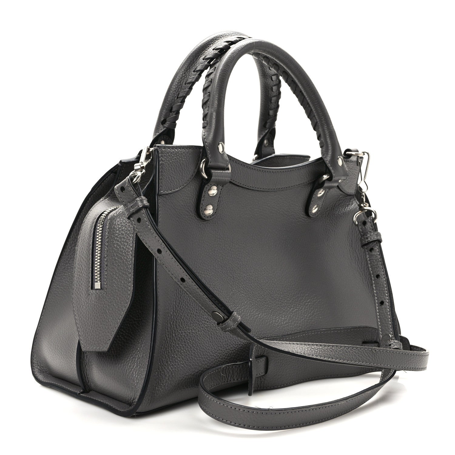 Balenciaga Grained Calfskin Neo Classic Silver Hardware S City Dark Grey 3 of 13