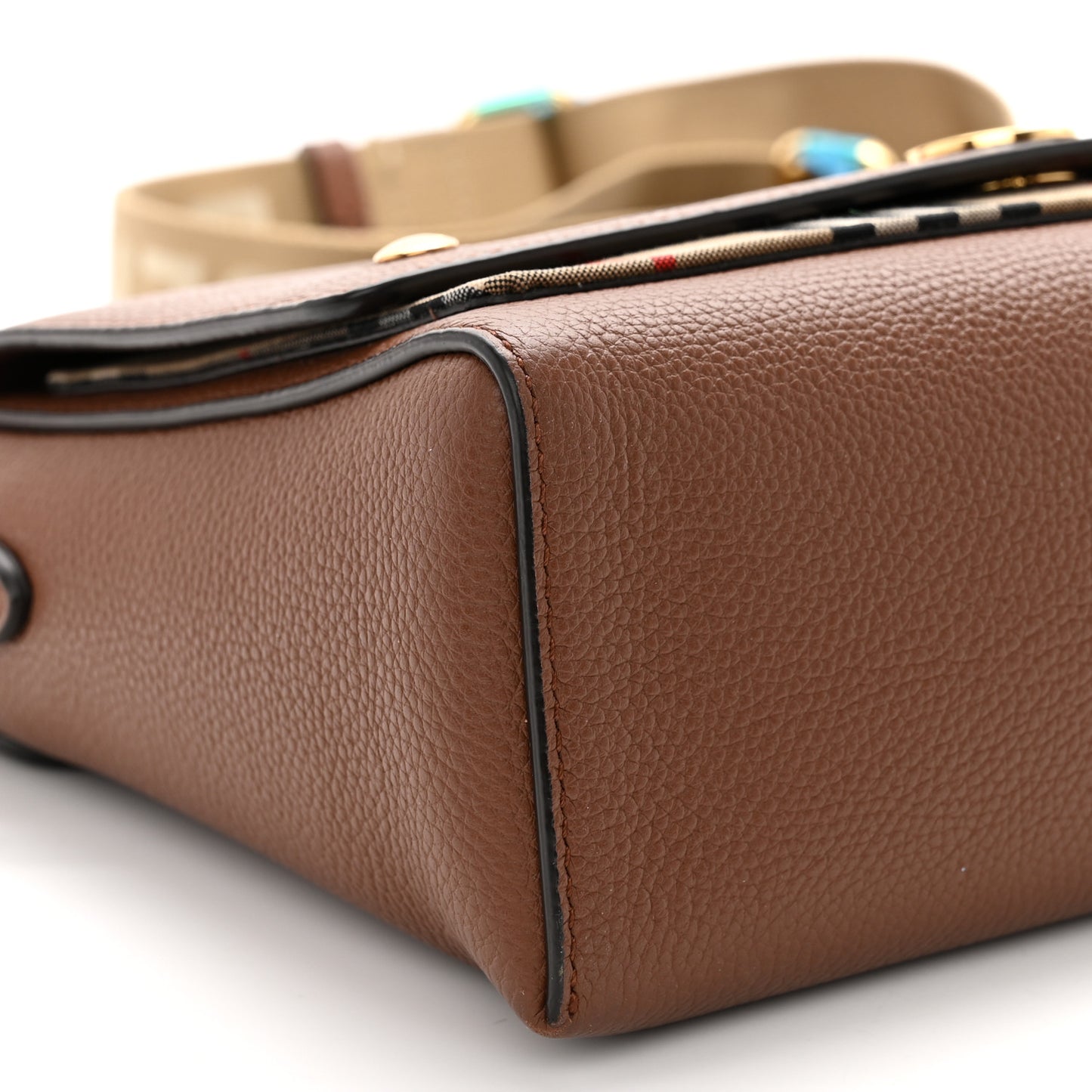 Grainy Calfskin Vintage Check Note Crossbody Bag Malt Brown
