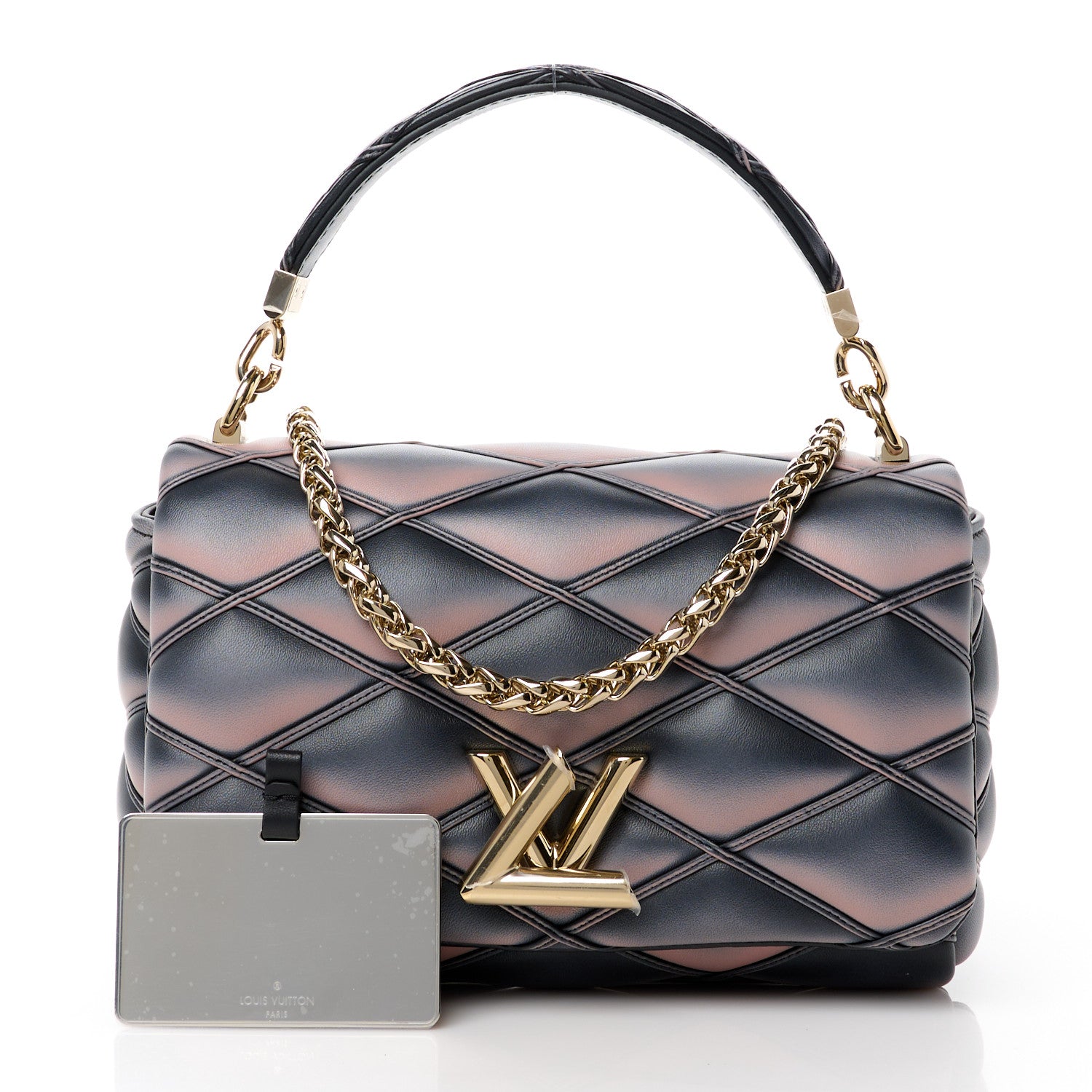 Louis Vuitton Lambskin Malletage Top Handle GO-14 MM Black Pink 3 of 10