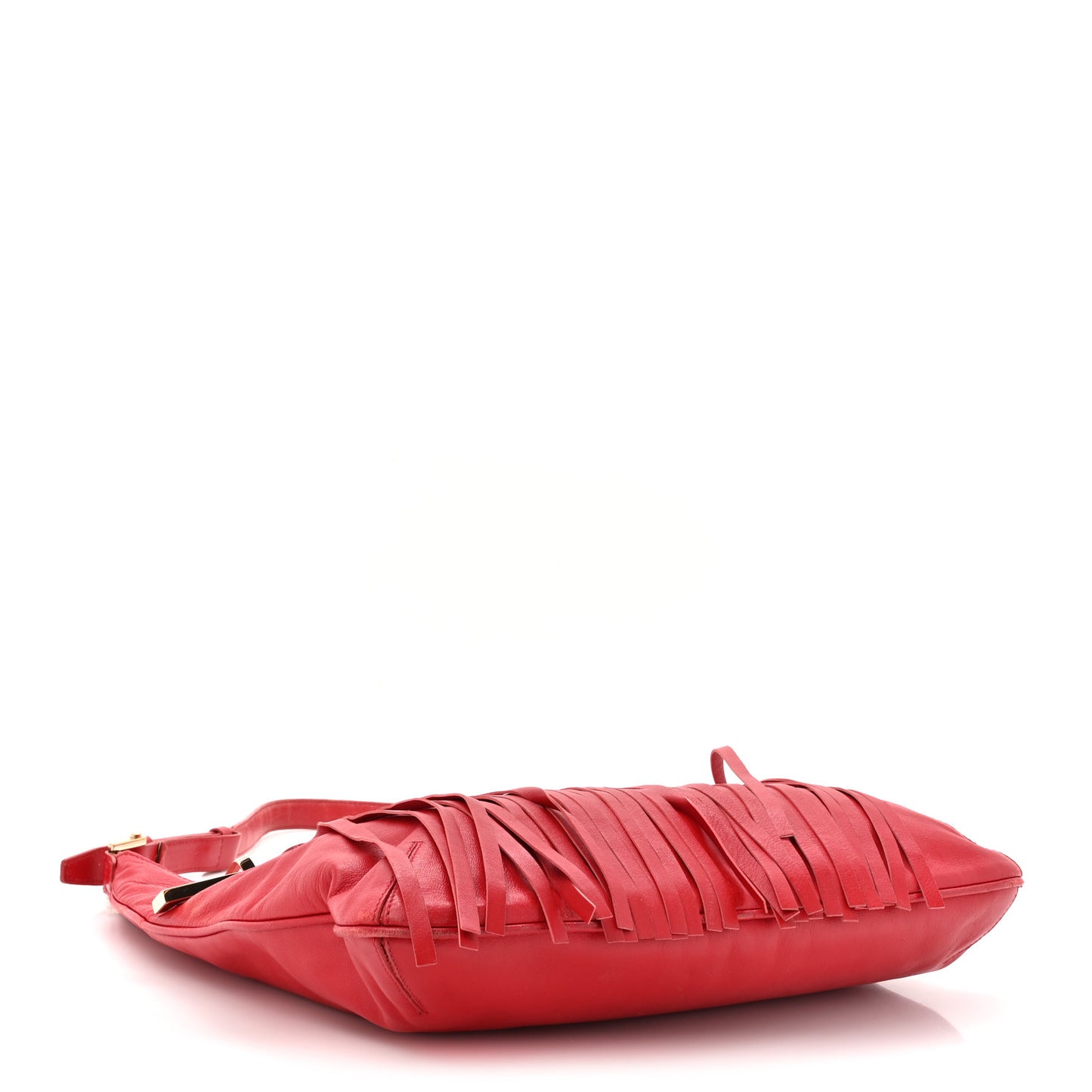 Calfskin Palazzo Fringe Shoulder Bag Red