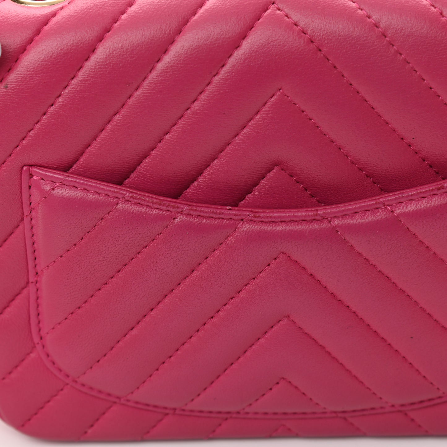 Lambskin Chevron Quilted Mini Square Flap Fuchsia