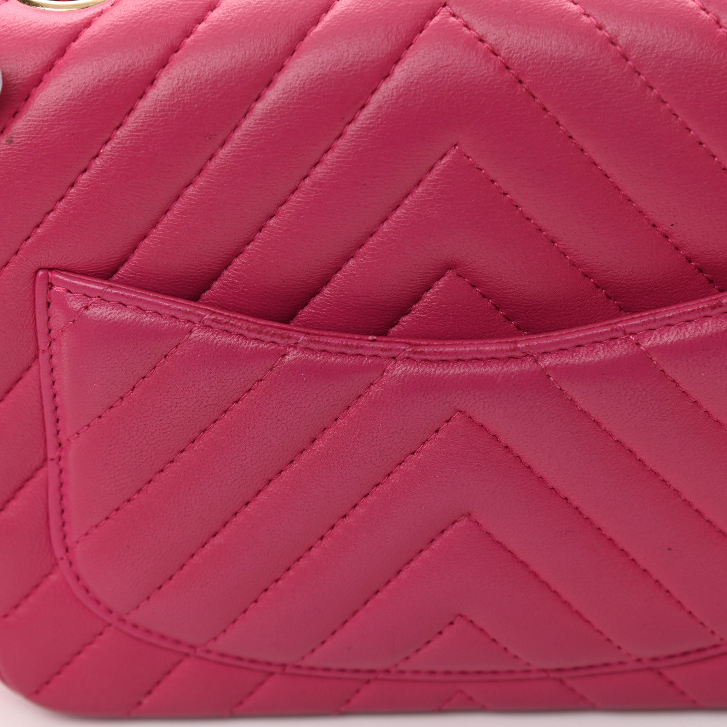 Chanel Lambskin Chevron Quilted Mini Square Flap Fuchsia 15 of 16