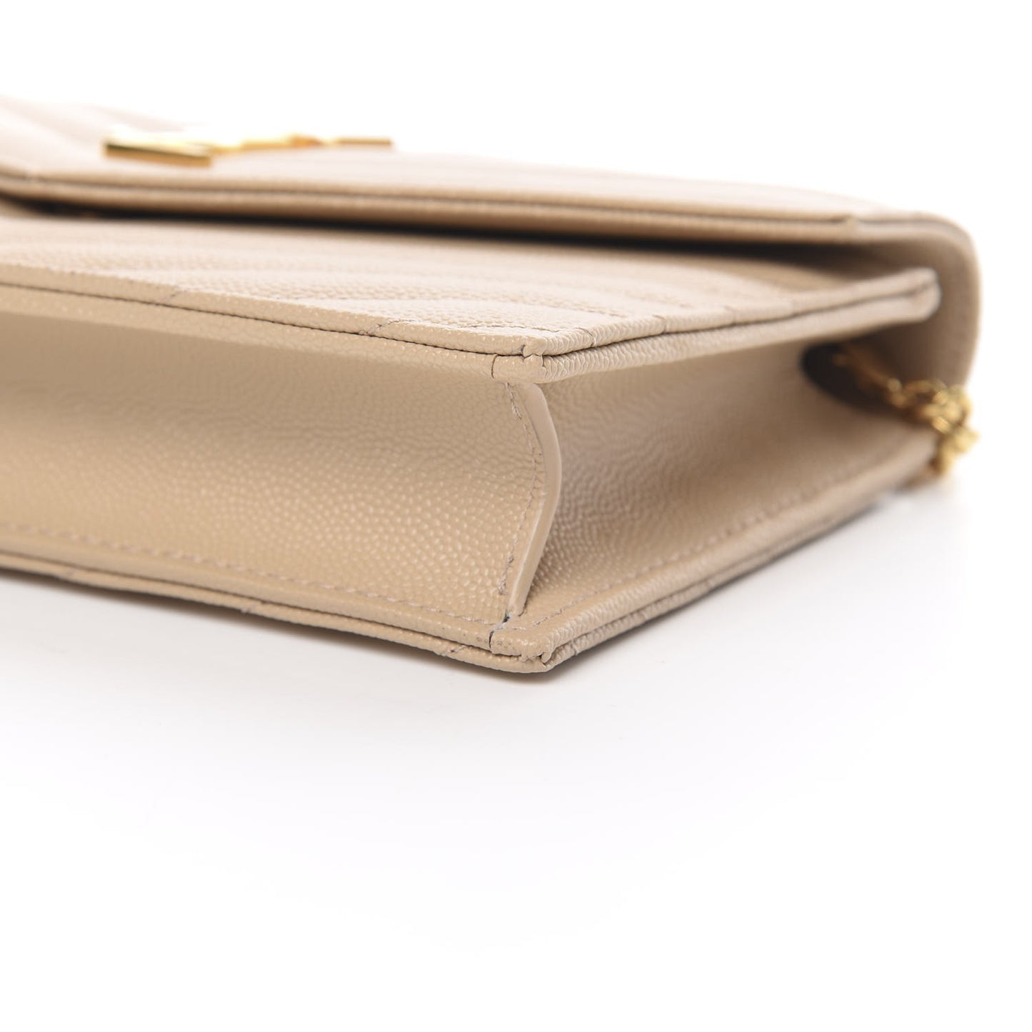 Grain De Poudre Matelasse Chevron Monogram Envelope Chain Wallet Nude Powder