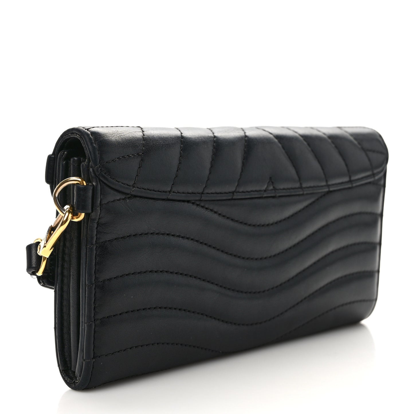Calfskin New Wave Long Wallet Black