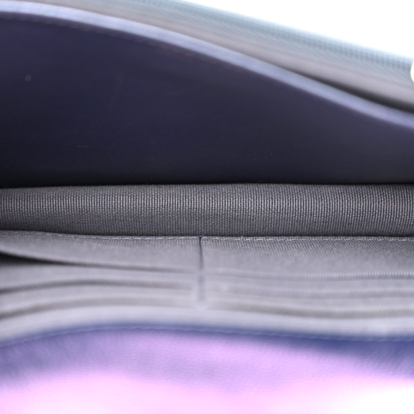Iridescent Caviar Quilted Wallet on Chain WOC Dark Blue