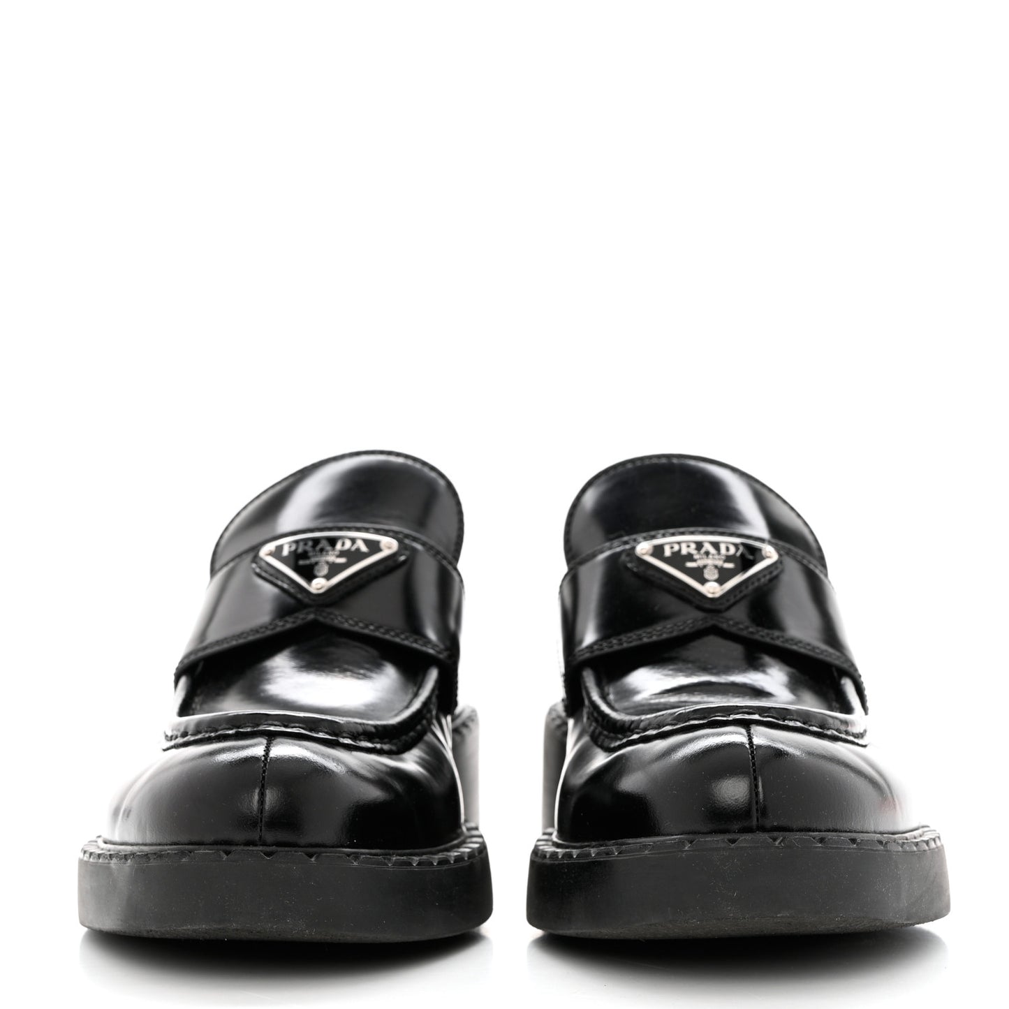 Spazzolato Metal Triangle Logo 50mm Loafers 40 Black