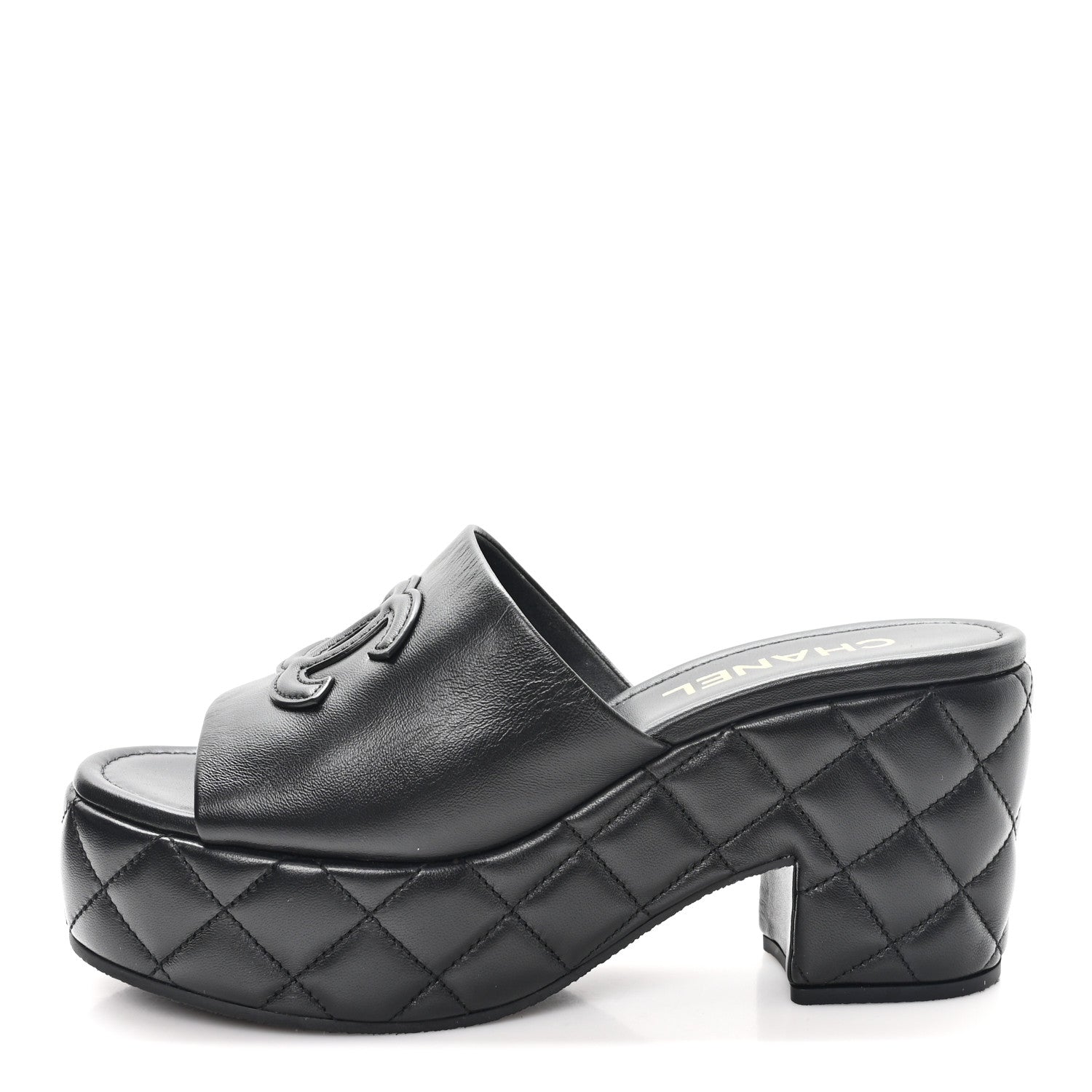 Chanel Lambskin Quilted CC Platform Mules 41 Black 1839271