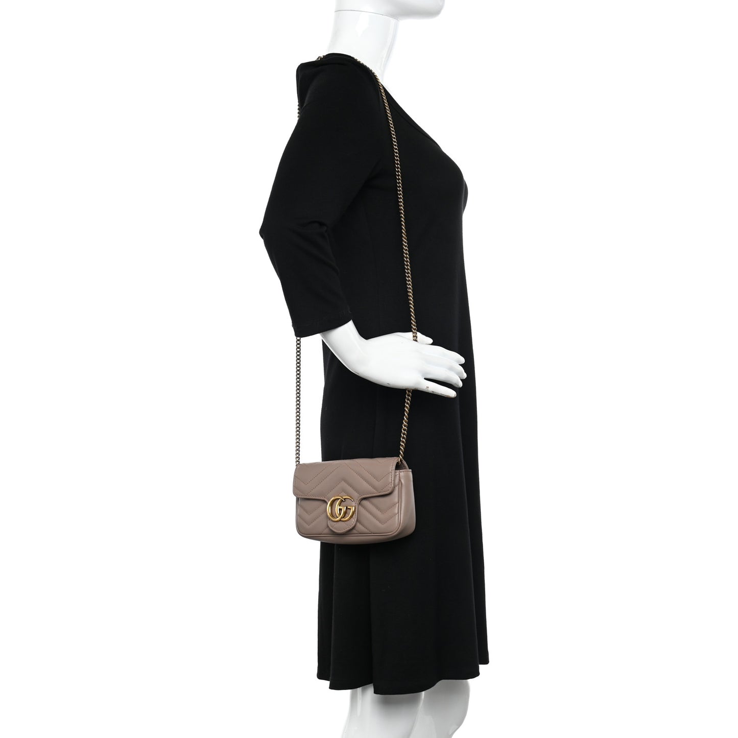 Calfskin Matelasse Super Mini GG Marmont Shoulder Bag Porcelain Rose