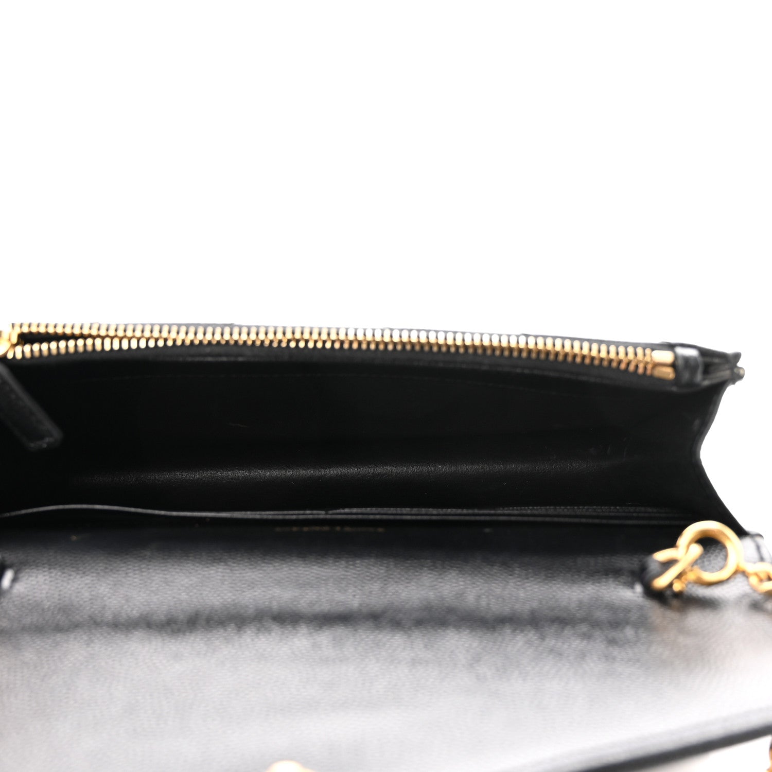 Saint Laurent Grain De Poudre Matelasse Chevron Monogram Envelope Chain Wallet Black 5 of 9