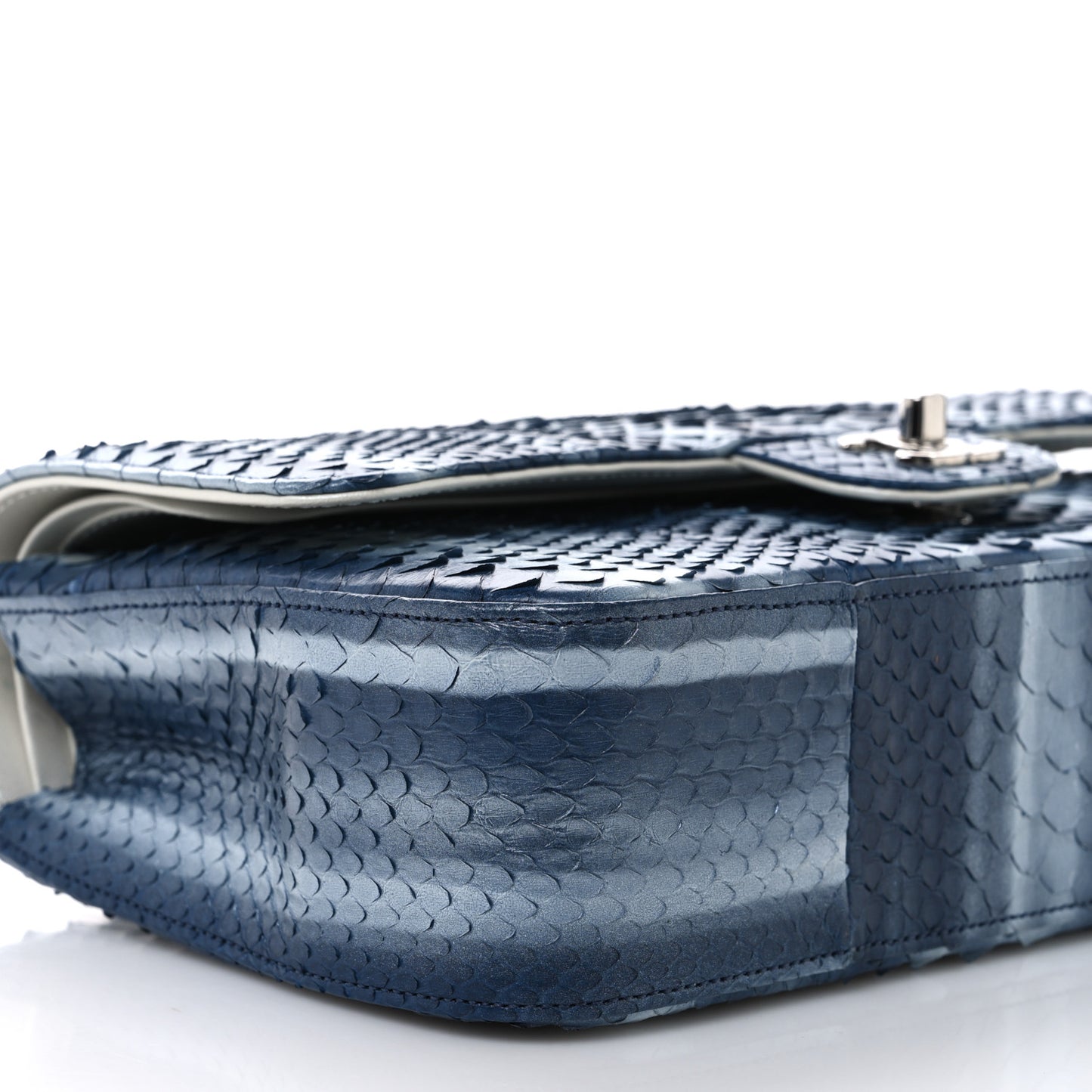 Metallic Snakeskin Ombre Medium Double Flap Blue Silver
