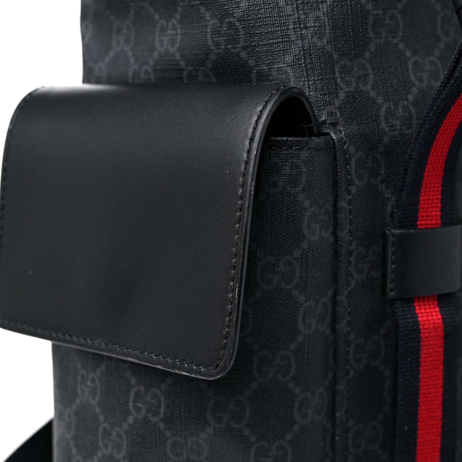 Gucci Soft GG Supreme Monogram Calfskin Web Double Buckle Backpack Black 19 of 19