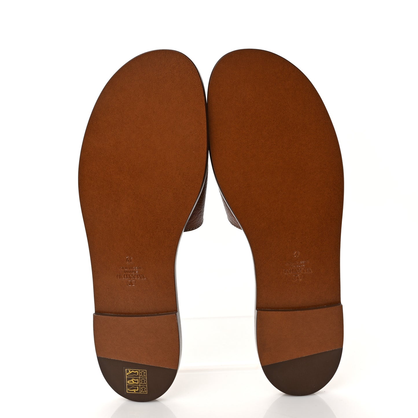 Grainy Cowhide Vlogo Flat Slide Sandals 42 Cuoio